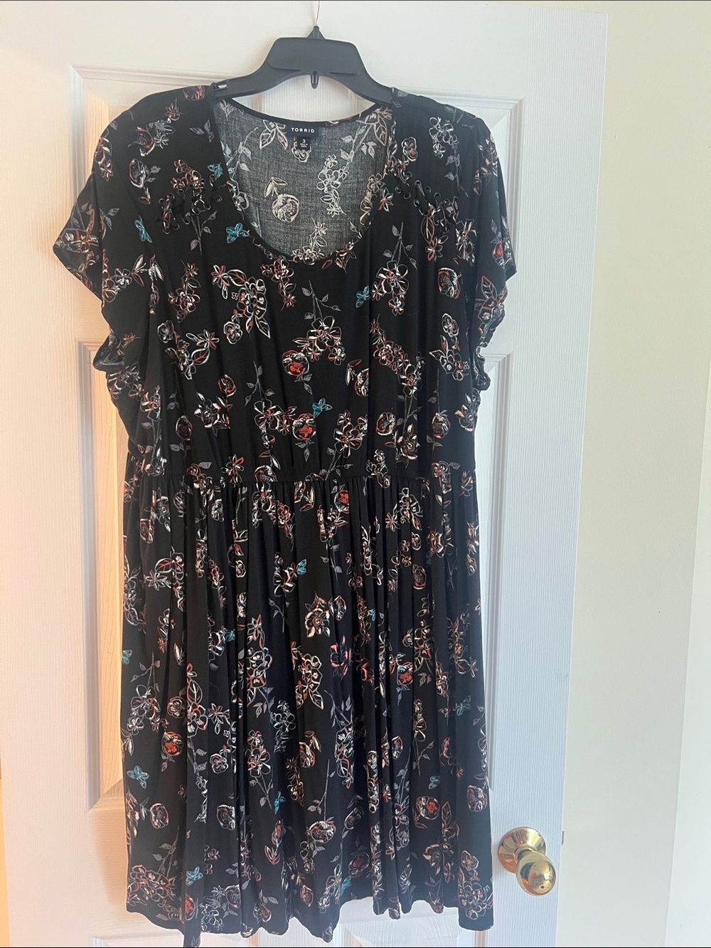 torrid Black Floral Midi Dress with Scoop Neck